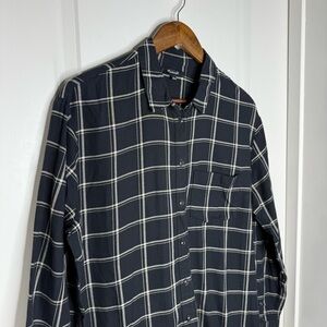 Madewell size M long sleeve button up oversized boyfriend shirt black plaid gauz